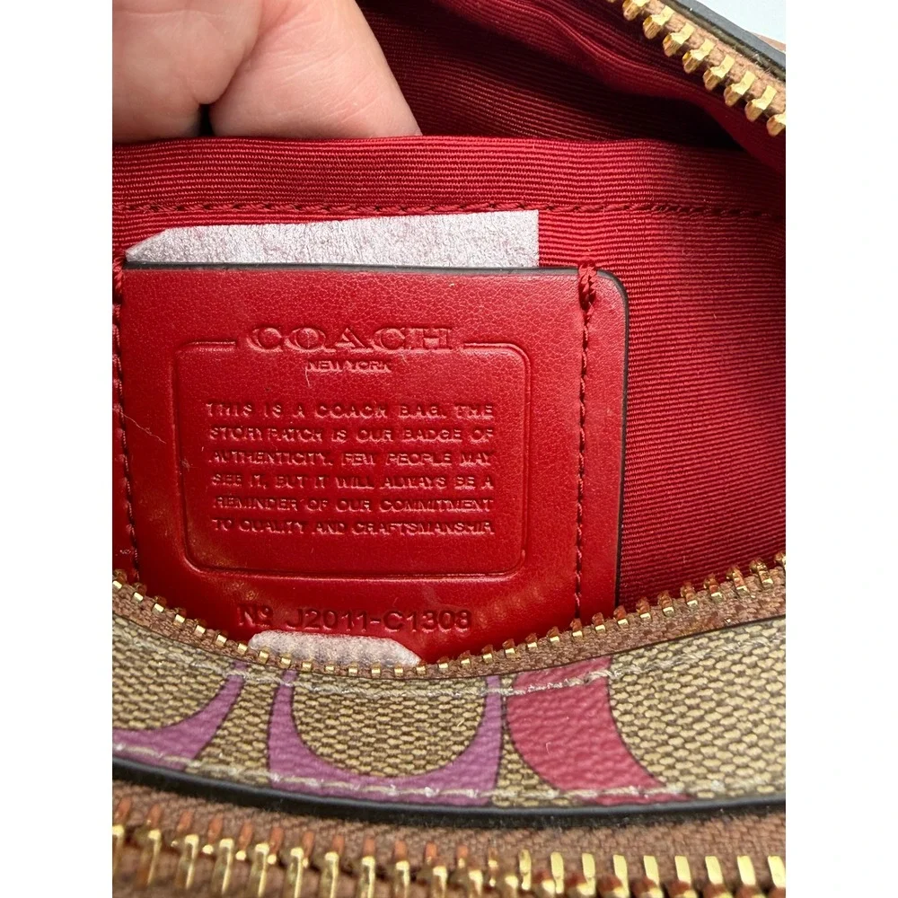 Coach Crossbody Bag Signature Rainbow Canvas Brown Multi‎ NEW